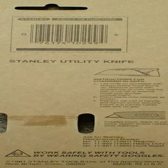 2-Pack 10-299 Stanley Utility Knife-Box Cutter w/3-Blades, Made in USA (BN219)