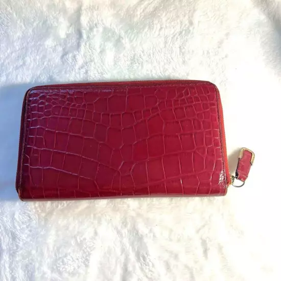 Coach Burgandy Croc Wallet