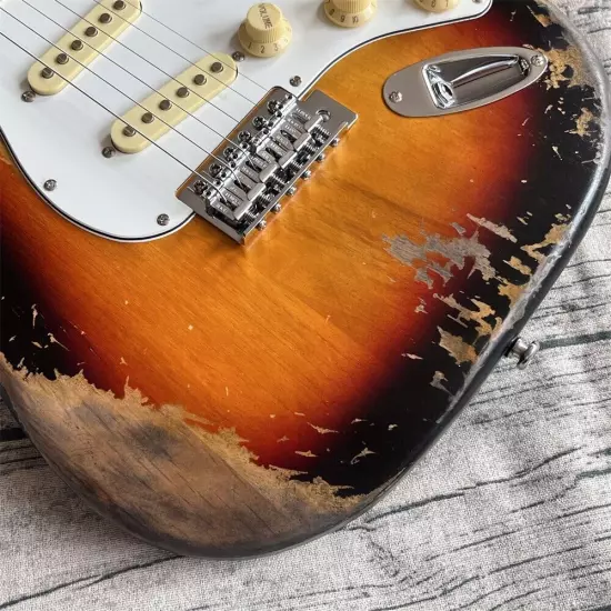 Custom Shop heavy relics sunburst aged electric guitar in stock shipping quickly