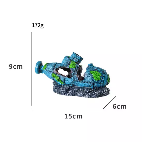 Aquarium Sunken Ship Decoration Resin Fishtank Ornaments Hideout Boat Statues