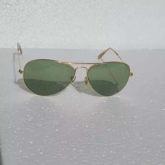 1980's 58[]14mm VINTAGE B&L RAY-BAN USA RU-GREEN AVIATOR SUNGLASSES