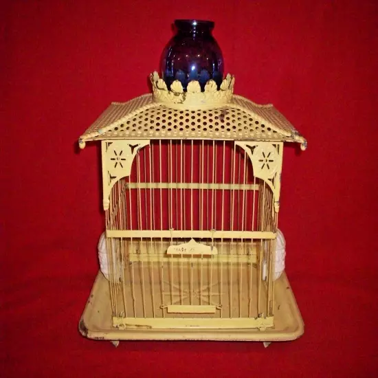 ANTIQUE VICTORIAN BIRD CAGE FISH BOWL VASE COMBO VERY DIFFERENT