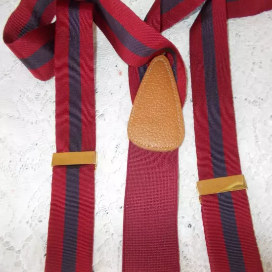 TRAFALGAR SUSPENDERS SILK MAROON AND BLUE CENTER STRIPE