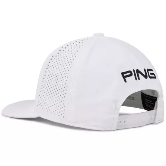 New Ping Tour Vented Delta White/Black Adjustable Snapback Hat