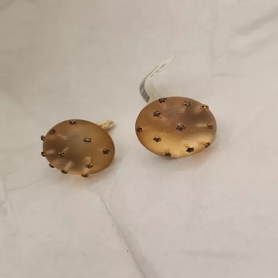 Alexis Bittar Amber Lucite Round Earrings HANDCRAFTED 