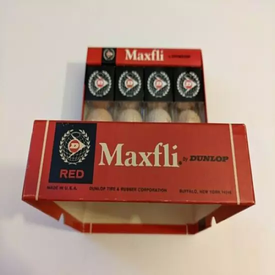 NOS Vintage Dunlop Maxfli Dozen Red Golf Balls Box, 4 Sleeves, New Old Stock