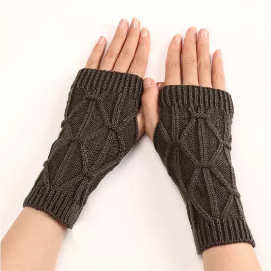 1Pair Fingerless Arm Warm Winter Knitted Gloves Hand Long Warmer Mittens Unisex