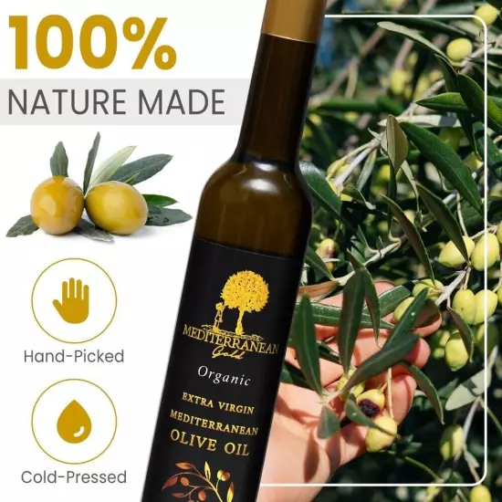 Organic Olive Oil Extra Virgin - First 100% Nature-Made Cold Pressed, Unfiltered