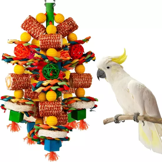 Bird Toys Parrot Toys for Large Birds Natural Peppered Wood African