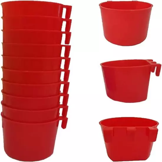 Cage Cups Birds Feeders Seed Bowl Chicken Feeding Watering 10PCS Red, Red 