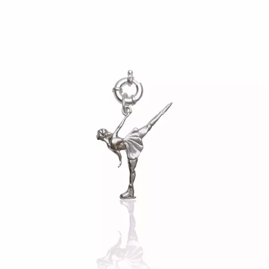 Silver Figure Skating Zipper Pendant Sports Jewelry Gift.