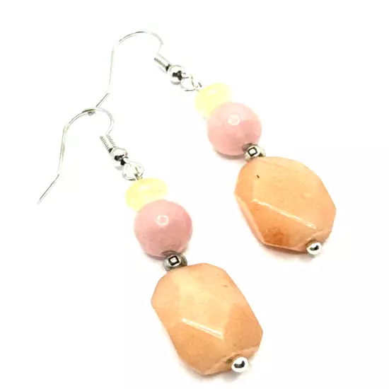 Brighton Paradise Garden Peach Pink Orange Stone Beads Custom Earrings