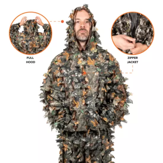 Arcturus 3D Leaf Ghillie Suit (All-Season Hardwood) Hunting Jacket & Pants Set