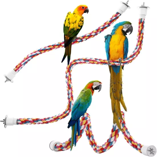 Bird Rope Perches,Parrot Toys 21 inches Bungee 21 inches, Multicolor 