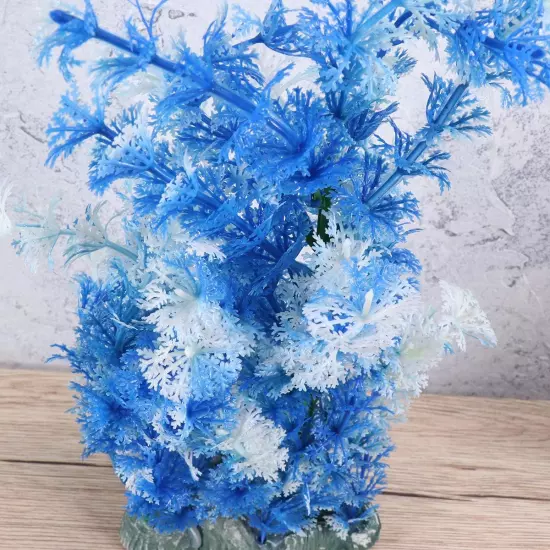 Aquarium Plastic Plants Large-Artificial Plastic Plant Blue Fish Tank Landscape