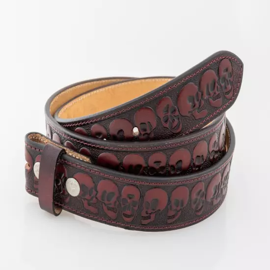 Genuine Leather Belt Strap, Western Full Grain Carved One Piece Leather Belt