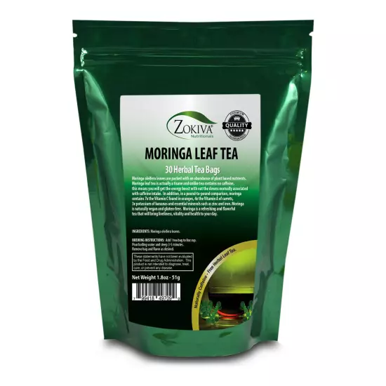 Moringa Tea Bags (30) 100% Pure Organic All-Natural - Caffeine-Free Herbal Tea