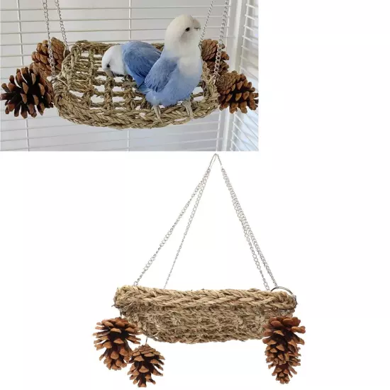 Bird Seagrass Swing Toys Safe Healthy Hand Made Relieve Boredom Bird Foraging