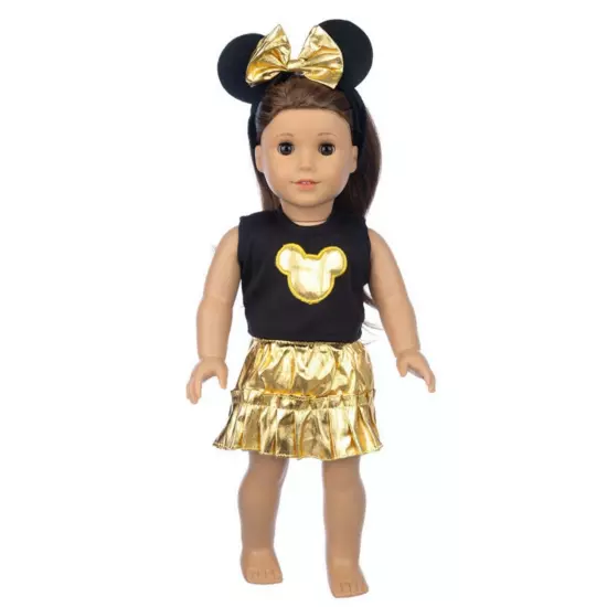 Mickey top & skirt & bow made for 18" Doll American Girl party clothes