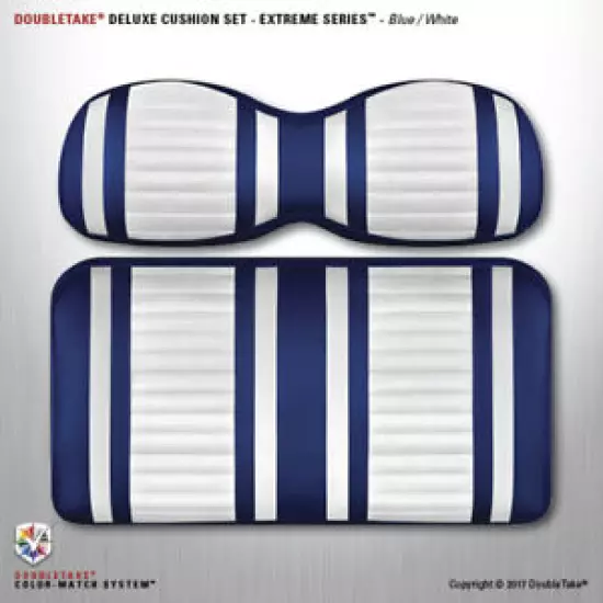 Extreme Double Take Golf Cart Seat Cushions (blue/white)