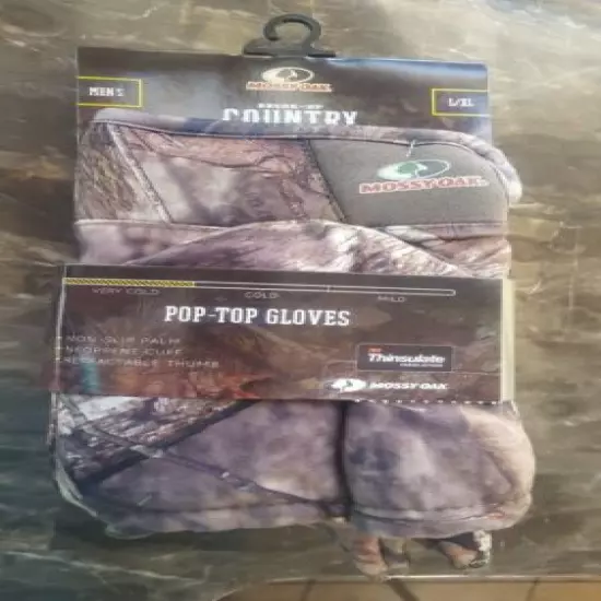 Mens Med 3M Pop Top Mossy Oak Breakup Glomitts Thinsulate Insulated Gloves Camo