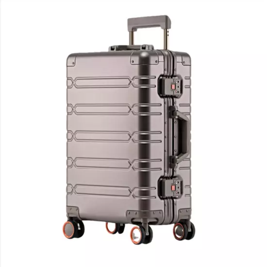 All Aluminum-magnesium Alloy Travel Suitcase Men's Business Rolling Luggage on