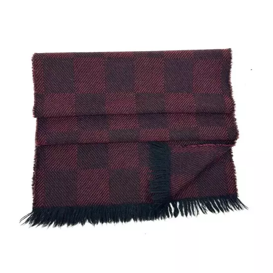 Tweedvale Scotland Worsted Wool Scarf Men’s Black Burgundy