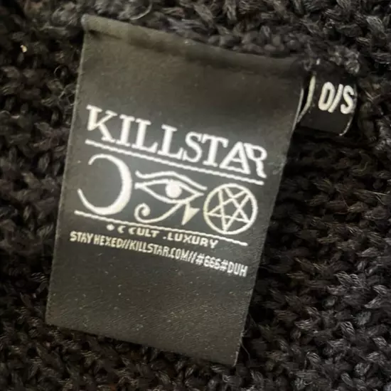 Killstar Helsinki Hooded Scarf Black Knit Long 