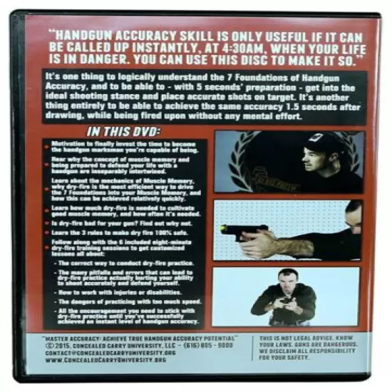 Master Handgun Accuracy Training Concealed Carry University Series 6 Hour 3 DVD 