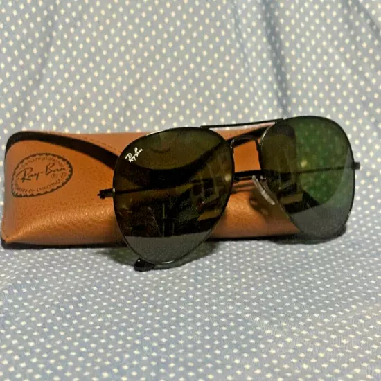 Ray-Ban Aviator RB3025 58mm Black Frame Green Lens Sunglasses