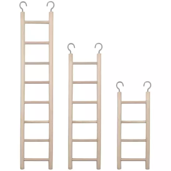 3pcs Natural Wooden Ladder Parakeet for Bird Parrot Ladder Cage Climbing Toy ...