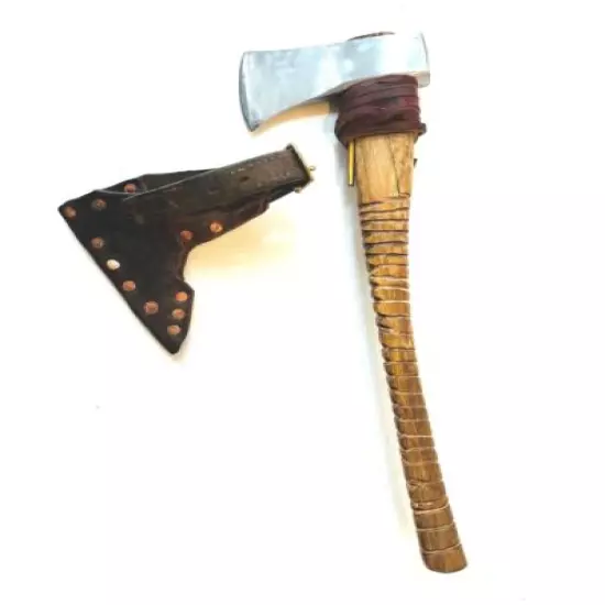 Vintage Throwing / Hewing Axe / Bearded Axe, Custom Heavy Leather Sheath