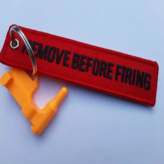 Remove Before Firing / Empty Chamber - safety flag / keyring /breech flag