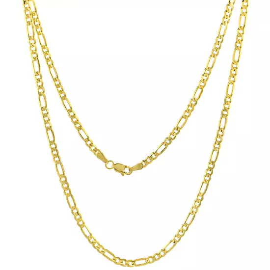 10k Solid Yellow Gold Figaro Chain Necklace 2.23mm-10.25mm Sz 16-30 Inches