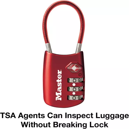 4688D Set Your Own Combination TSA Approved Luggage Lock, 1 Pack, Red