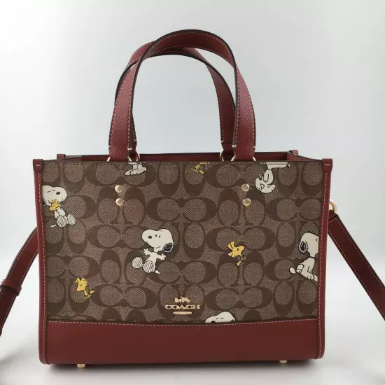 COACH x Peanuts Shoulder Tote Bag CE862 Dempsey Carryall Snoopy Woodstock JP New