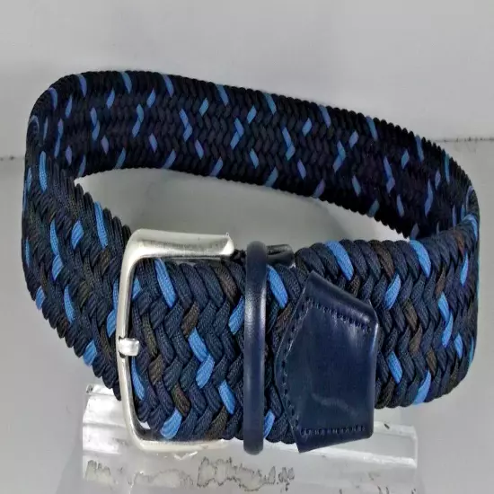 758027 MSBLT20 MEN'S BELT SIZE 34 BLUE MULTI WOVEN STRETCH KNIT JOHNSTON MURPHY