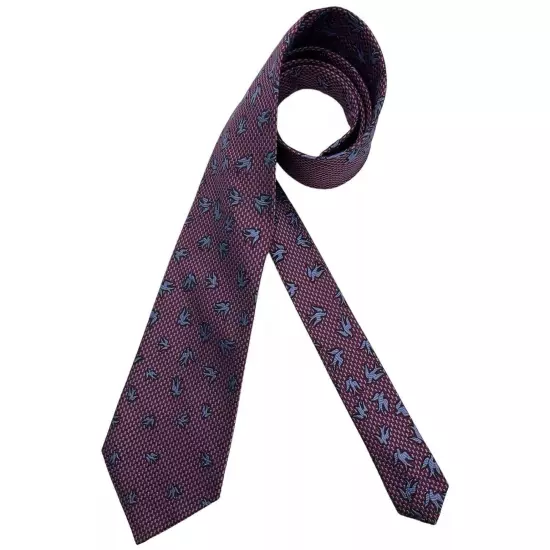 LANVIN Blue/Red Bird Silk LUXURY Tie FRANCE