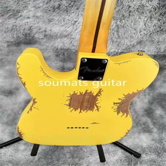 Solid Body Tele Yellow Electric Guitar Maple Fretboard Pickup Chrome Hardware