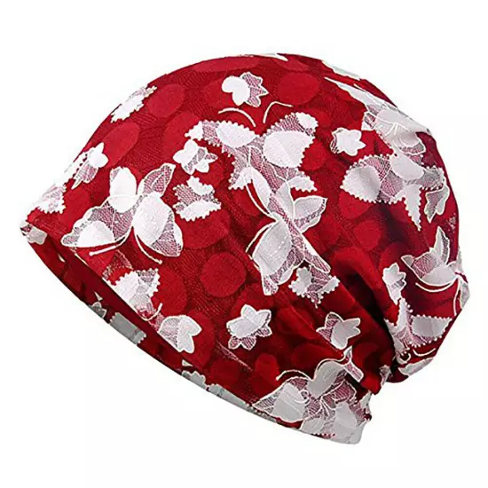 Women's Floral Lace Beanie Hat Cancer Chemo Cap Turban Multiple Colors Headwear