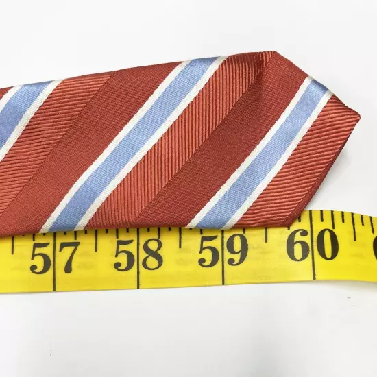 Marshall Fields Red Blue Striped Regimental Repp Silk Tie 3.8" x 60"