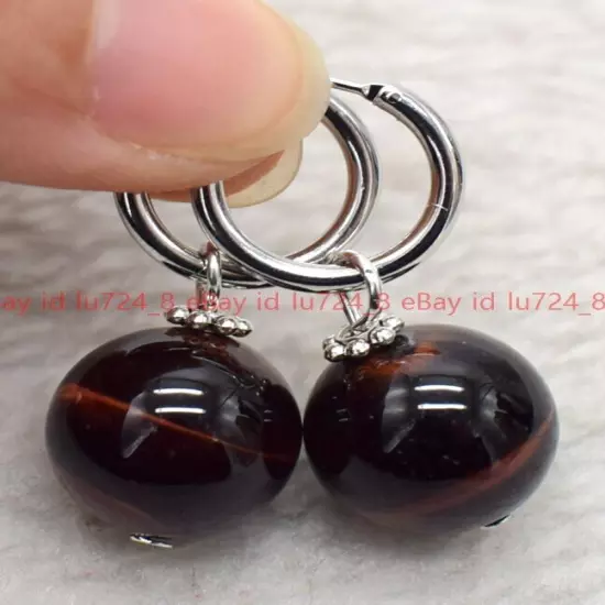 8/10/12mm Natural Multicolor Gemstone Round Beads Silver Leverback Earrings