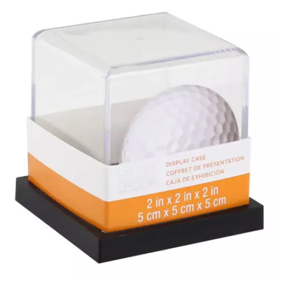 Case of (12) Golf Ball Display Cases Cubes - Clear Plastic with Black Base