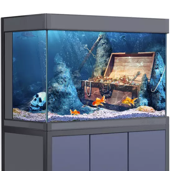 Aquarium Background Sticker, Treasure Pirates Fish Tank Decorations Poster