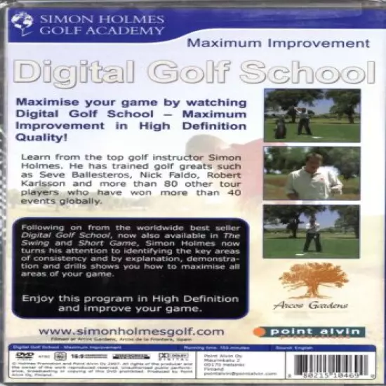 GOLF DVD - "DIGITAL GOLF SCHOOL BY SIMON HOLMES MAX IMPROVEMENT - FREE USA SHIP