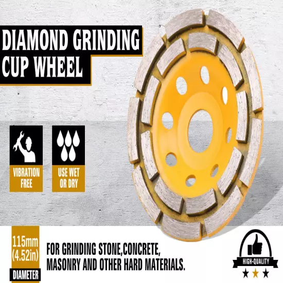 4-1/2" Diamond Cup Grinding Wheels Double Row Concrete 18 seg Angle Grinder