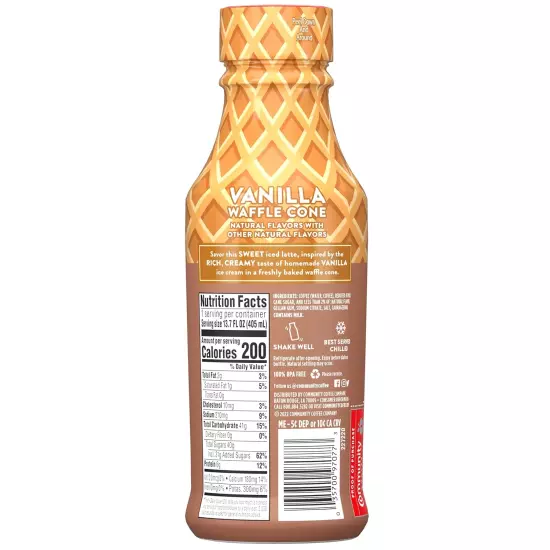 Vanilla Waffle Cone Iced Latte Ready to Drink, 13.7 Ounce Bottle