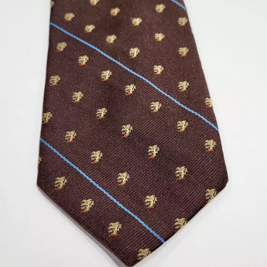 Traditional Print Brown Background Light Blue Diagonal Necktie Business Style