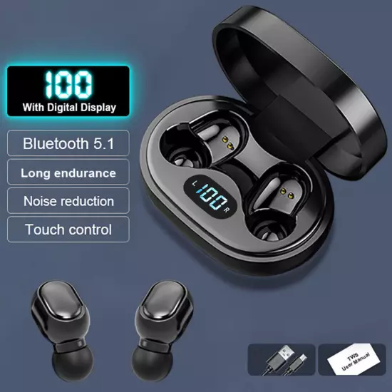 TWS Bluetooth 5.0 Wireless Earbuds Headphone Headset Noise Cancelling Waterproof