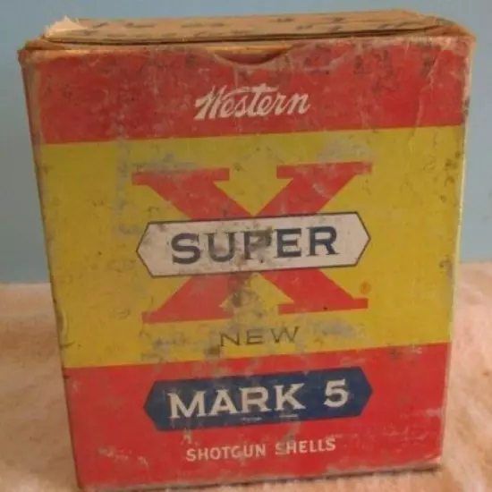 VINTAGE SHINY SUPER X MAGNUM MARK SHOTGUN CARTRIDGE SHELLS Box Empty